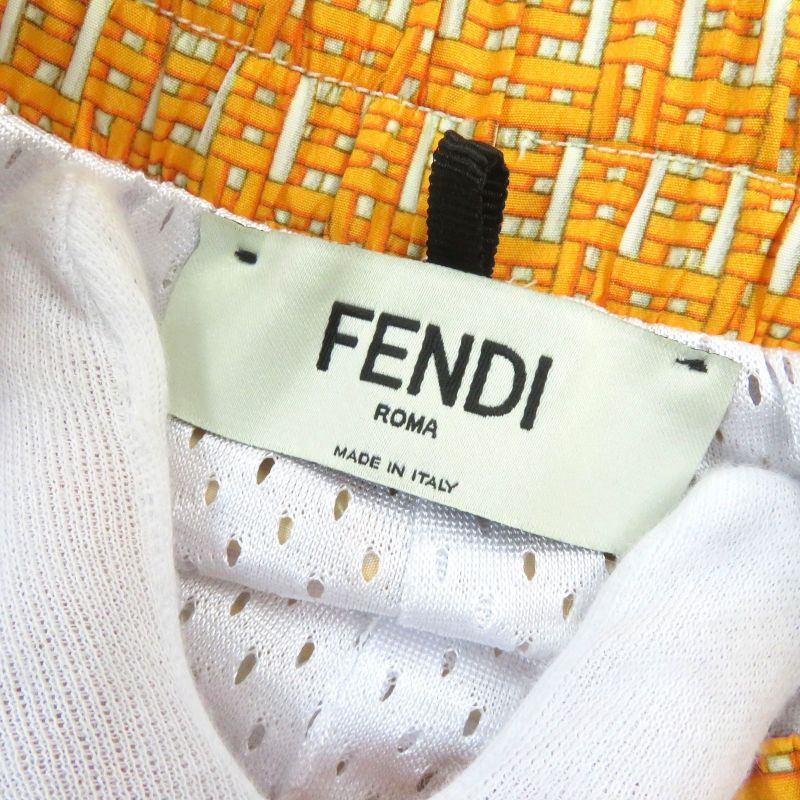 Fendi 2020 Fab230 FF Logo All Over Pattern Swim Shorts Yellowish XS With
