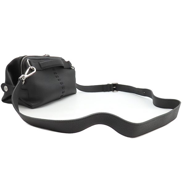 Fendi 2way Bag Selleria Siesta Small Calf Leather Black Silver Hardware Black