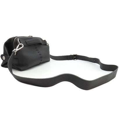 Fendi 2way Bag Selleria Siesta Small Calf Leather Black Silver Hardware Black