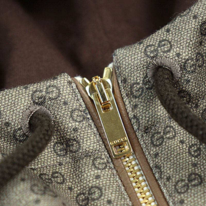 Gucci 655153 Mini GG Jersey Sherry Line Interlocking G Half Zip Hoodie Beige M