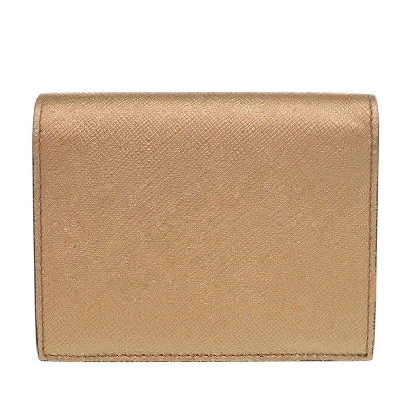 Prada 1mv204 Saffiano Leather Gold Fold Wallet 0933 Prada