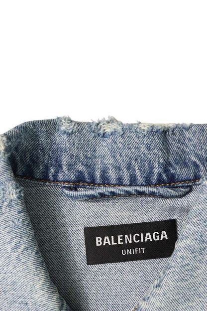Balenciaga 21AW 664329 Tbp48 Back Barcode Embroidery Large Fit Denim Jacket