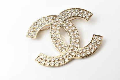 Chanel Brooch Chanel Pin Brooch Coco Mark Rhinestone Gold