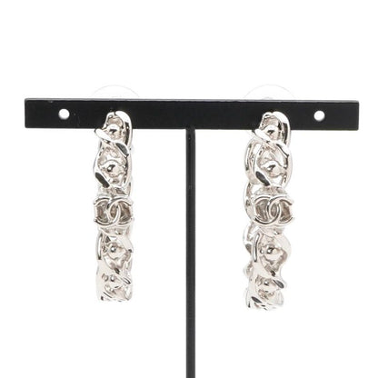 Chanel Earrings Earring Silver Coco Mark Hoop Earrings