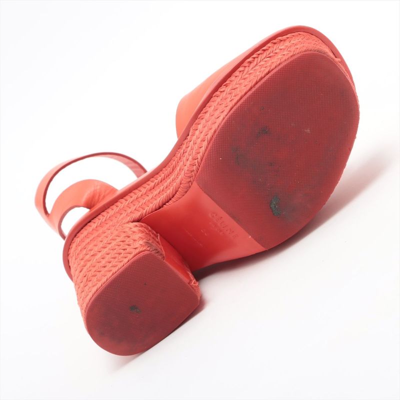 Celine Phoebe Period Leather Jute Sandals Women's 36 Red Made In Italy