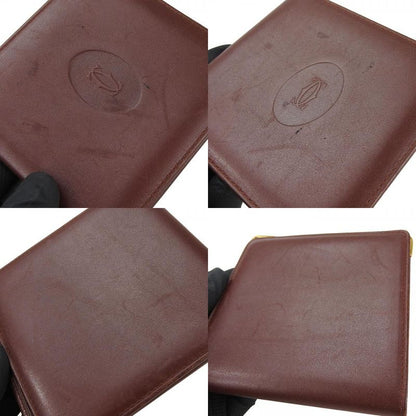 Cartier Wallet Must Leather Bordeaux Fold Logo Compact Women Men Cartier