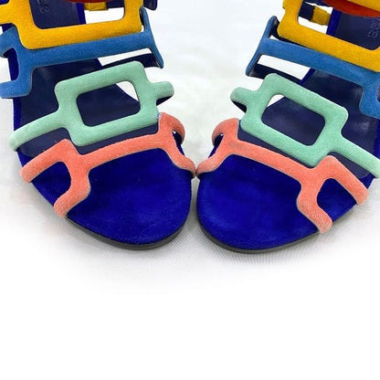Hermes Sandals Ec21356 Navy Multicolor 141157 z