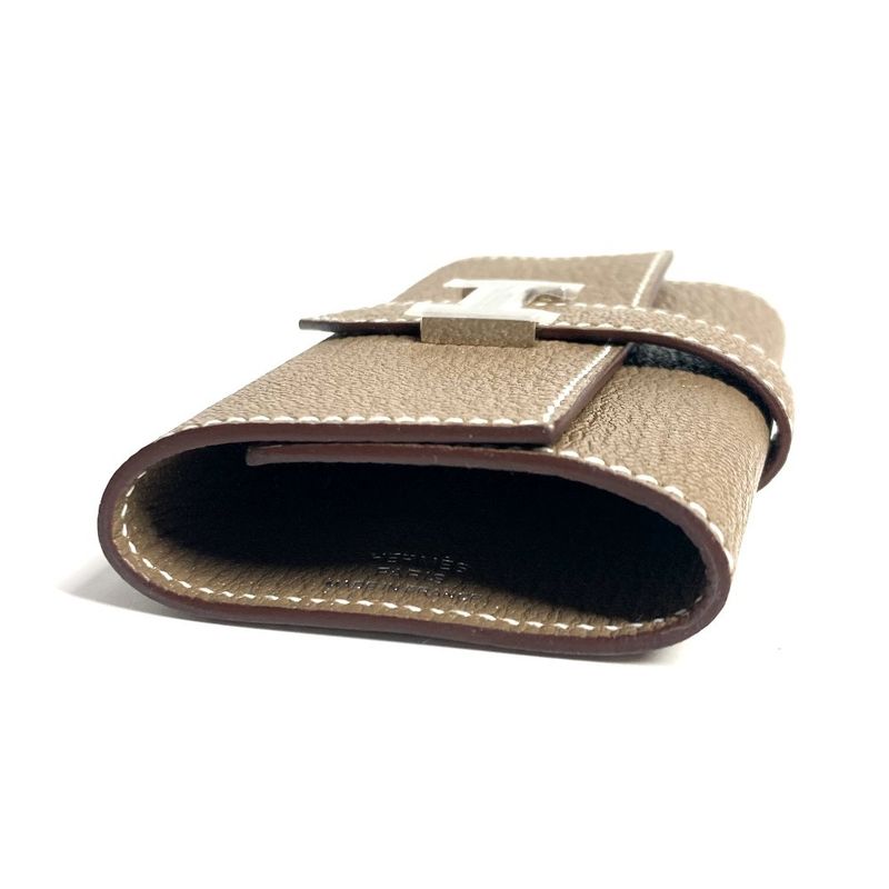 Hermes Key Case Bearn 4P 4-strand Chevre Etoupes Grayish