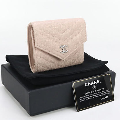 Chanel Small Flap Wallet Chevron A84346 Tri-fold Wallet With Coin Purse Caviar