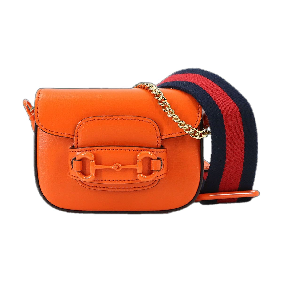 Gucci Horsebit Mini 2-Way Chain Shoulder Bag Leather Orange