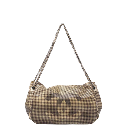 Chanel Shoulder Bag Coco Mark Full Flap Leather Gold With Silver Hardware