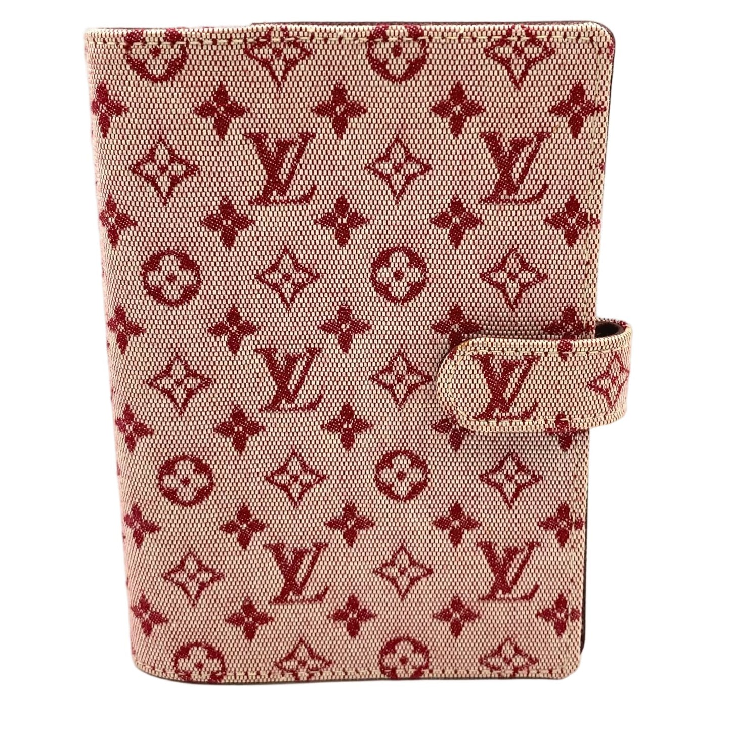 Louis Vuitton Monogram Mini Agenda PM Canvas Red Notebook Cover Gold