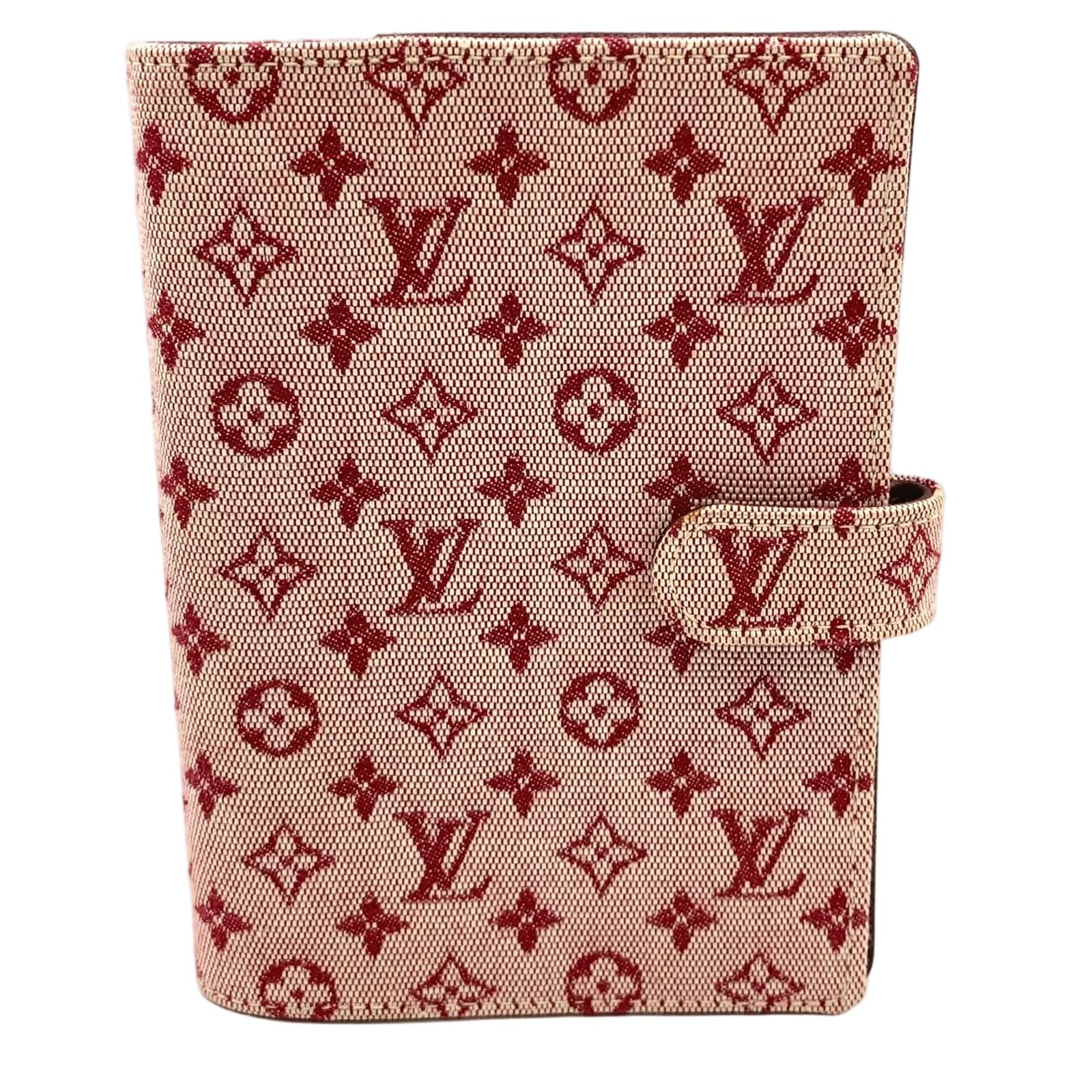 Louis Vuitton Monogram Mini Agenda PM Canvas Red Notebook Cover Gold