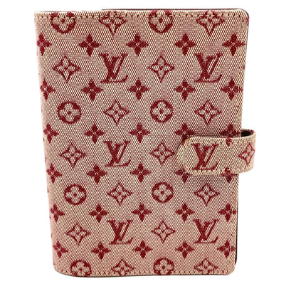 Louis Vuitton Monogram Mini Agenda PM Canvas Red Notebook Cover Gold