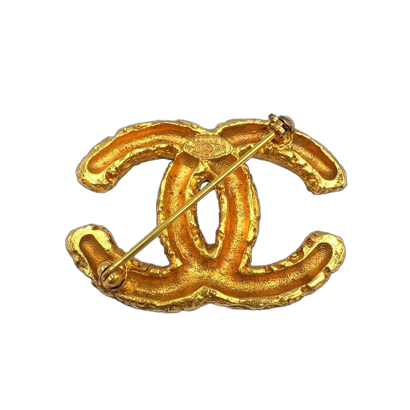 Chanel CC Logo Lava Gold Plated Brooch — view 2
