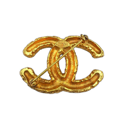 Chanel CC Logo Lava Gold Plated Brooch — view 2