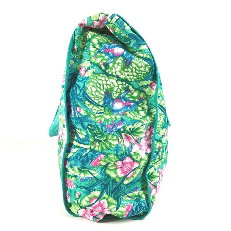 Hermes Shoulder Bag FROG Floral Flower Cotton Green