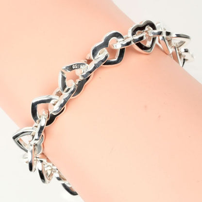 Tiffany & Co Heart Link Approx 16.3cm (6.42in) Around The Wrist 925 Silver X