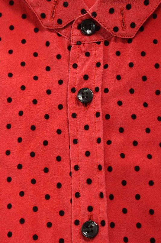 Saint Laurent Paris 653862 Y2d15 Dotted Silk Long Sleeved Shirt Men's 37