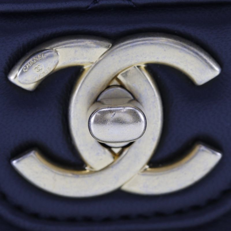 Chanel Matelasse Chain Shoulder Coco Mark Charm Calf Black Women's Shoulder Bag