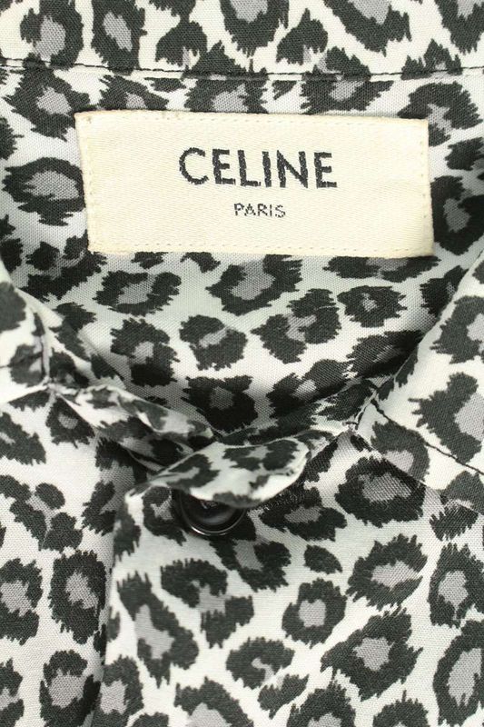 Celine 2c268900h Hawaiian Loose Leopard Print Long Sleeve Shirt Men's 38