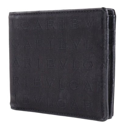 Bvlgari Logomania Wallet Canvas Black Men's Bifold Wallet