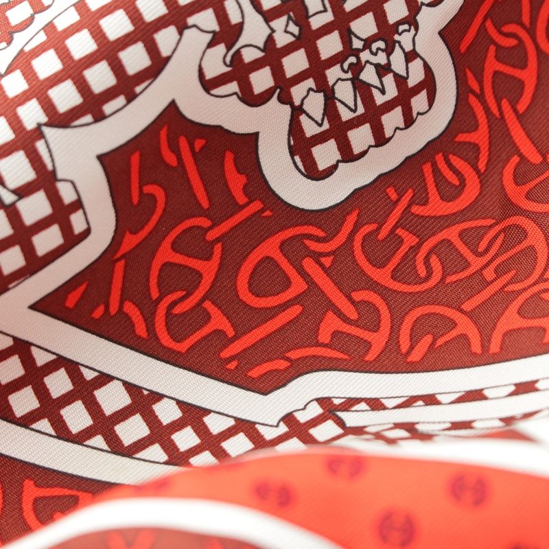 Hermes 24 Silk Chaine D'ancre Allover Pattern Short Sleeve Top 4e2832dx Orange