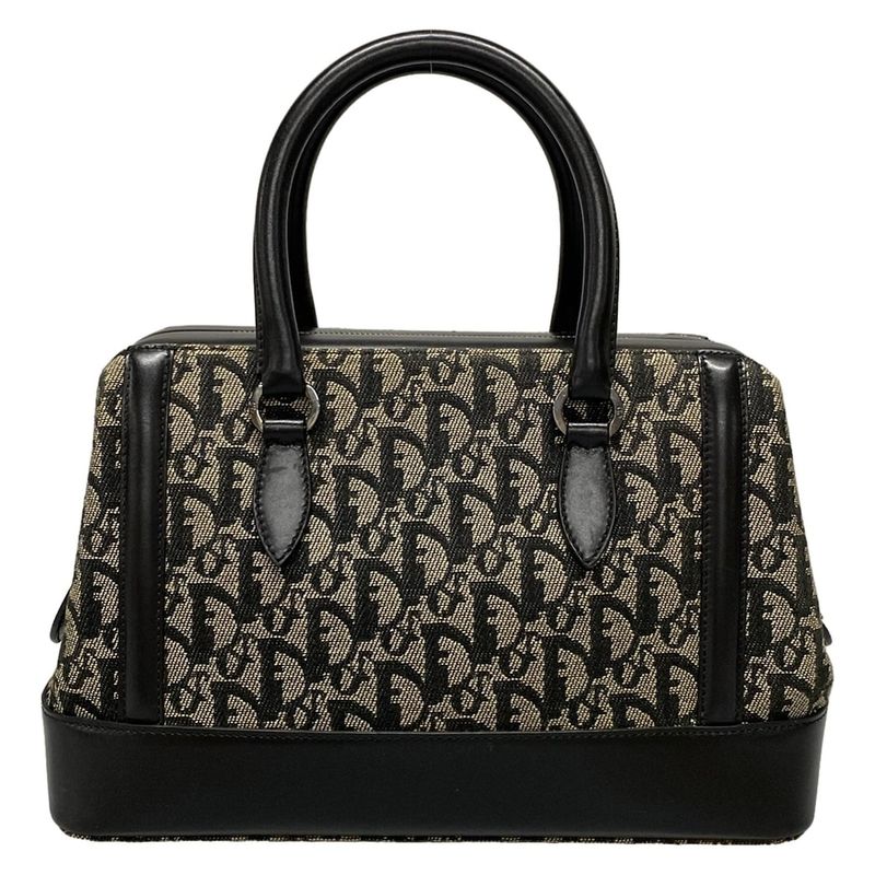 Dior/christian Dior Handbag Trotter Ivory X Dark Navy Leather