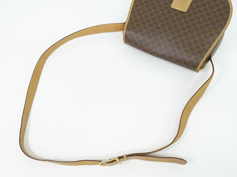 Authentic Celine Macadam Shoulder Bag Pochette PVC Brown Macadam Bag Pre-owned