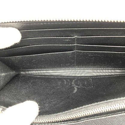 Prada 2ml051 RFID Saffiano Triangle Document Holder Long Wallet Black Ladies