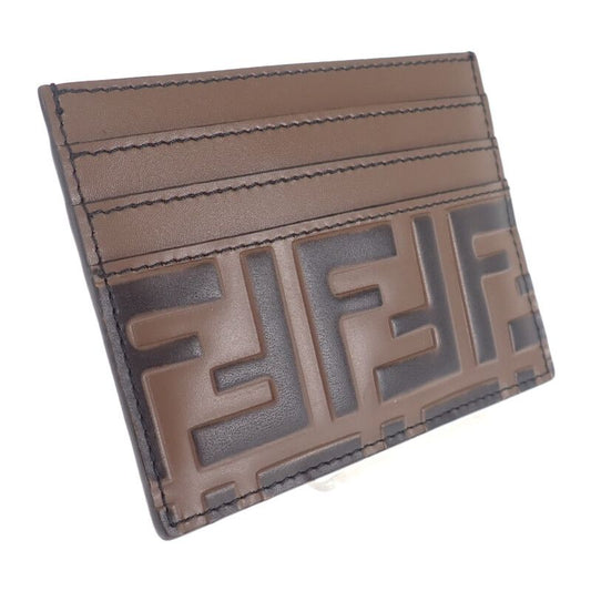 Fendi FF Logo Zucca Card Holder 7m0164 Card Case Leather Brown Iseya