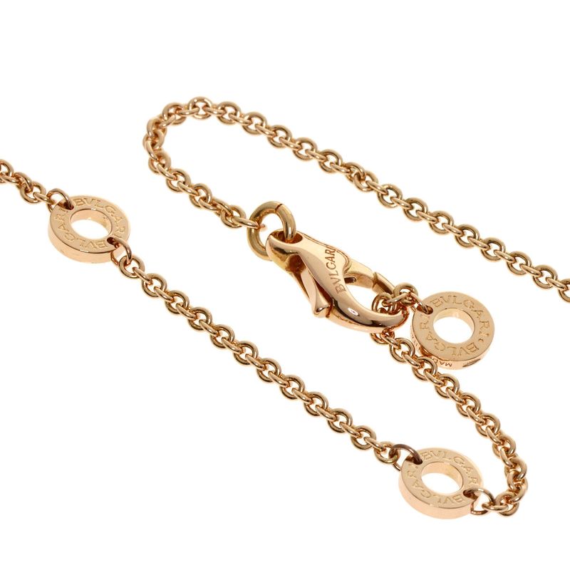 Bvlgari Bulgari Shell Onyx Diamond Necklace 18K Pink Gold Ladies