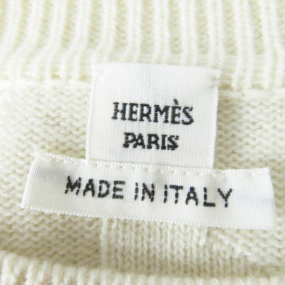 Hermes 23AW 3h2617d4 Virgin Wool H Motif Crewneck Long Sleeve Knit Ivory 36