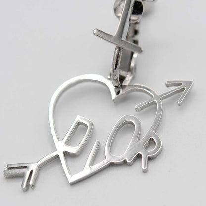 Christian DIOR Earrings Heart Arrow Silver Color Accessories Ladies With