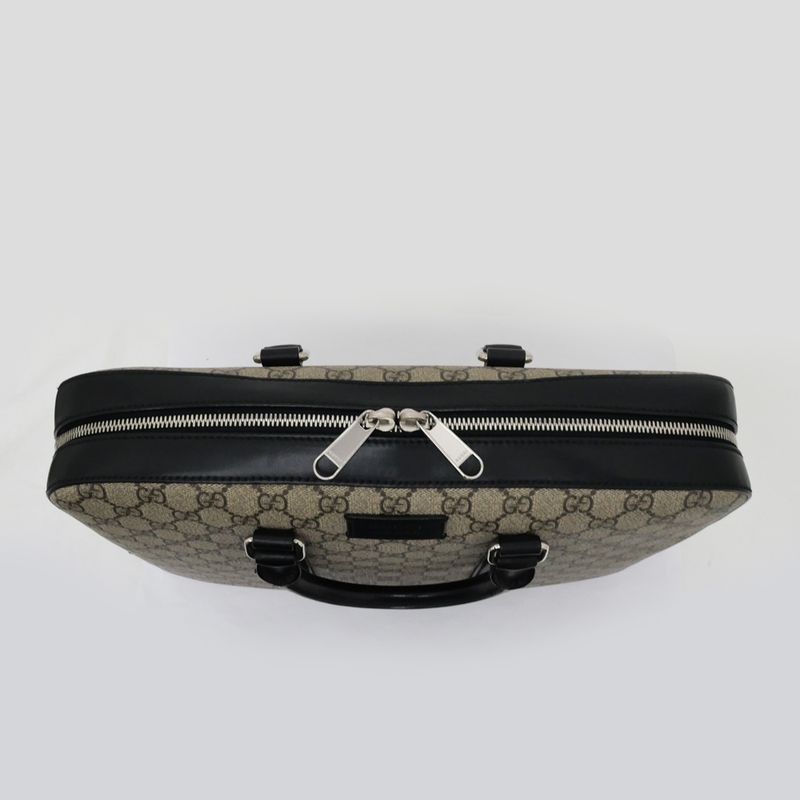 Gucci GG Supreme 2way Briefcase 450944 Bag Beige Black PVC Leather
