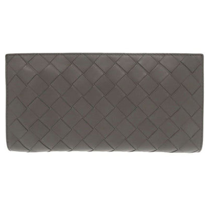 Bottega Veneta Intrecciato Leather Gray Round Zipper Long Wallet 0510 Bottega