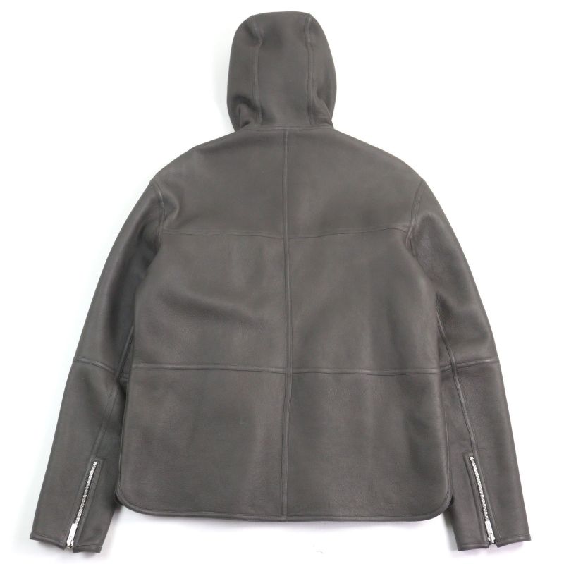 Hermes 053265hatc54 Sheepskin Leather Cowhide H Logo Zip Reversible Double Face