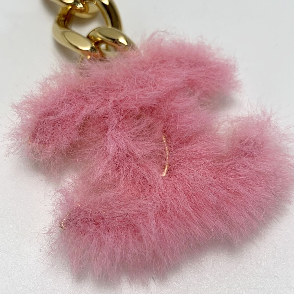 Chanel B24c Coco Mark Pink Fur Key Holder Charm