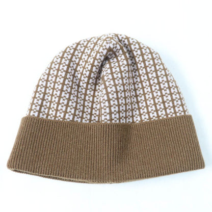 Hermes 100% Cashmere H Logo Knit Cap Knit Hat Brown L With Box Made In Italy