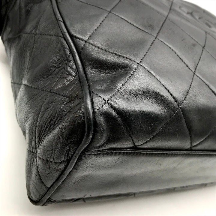 Chanel CC Logo Quilted Lambskin Fringe Shoulder Bag Crossbody Black