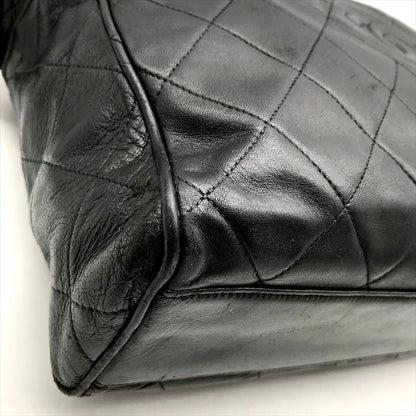 Chanel CC Logo Quilted Lambskin Fringe Shoulder Bag Crossbody Black