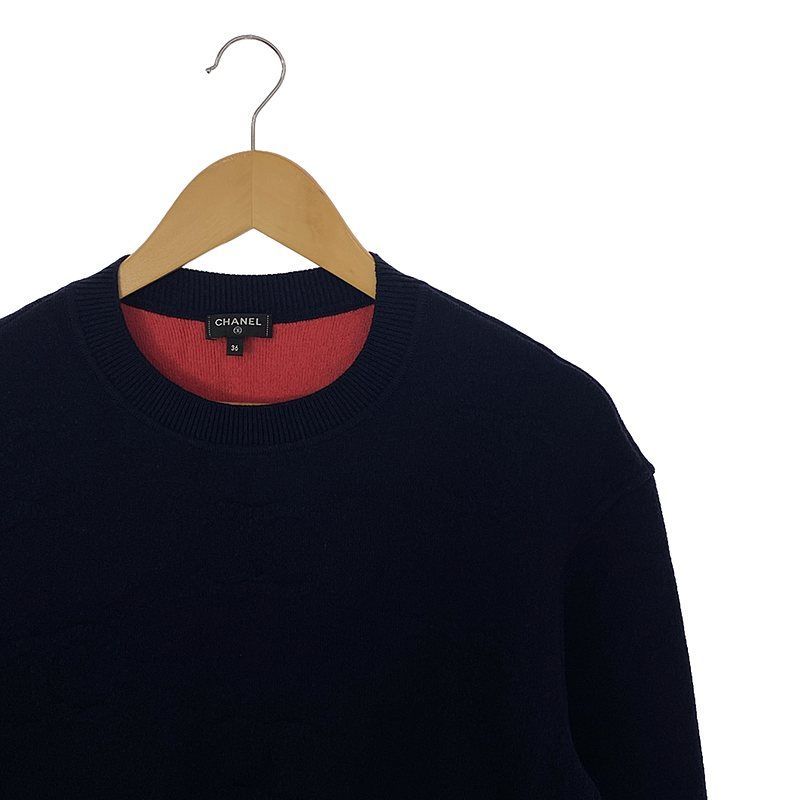 Gucci - P70525k Cashmere Coco Mark Logo Crew Neck Knit Pullover - S - Navy -