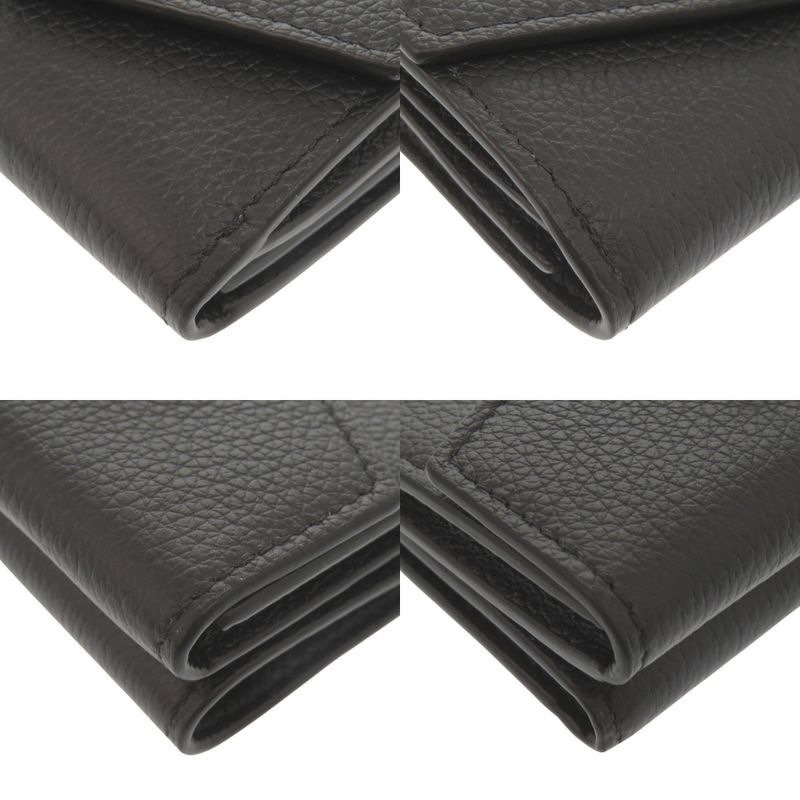 Louis Vuitton Portefeuille Lock Mini M63921 Calf Leather Noir Black Trifold