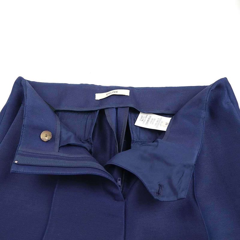 Celine by Phoebe Philo Center Press Wool Silk Slacks Pants 2 1k45 4901 Navy 34