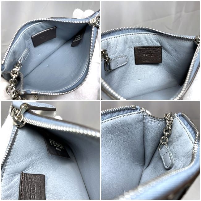 Fendi Key Case Coin Case Light Blue 8ap161 Excellent Condition