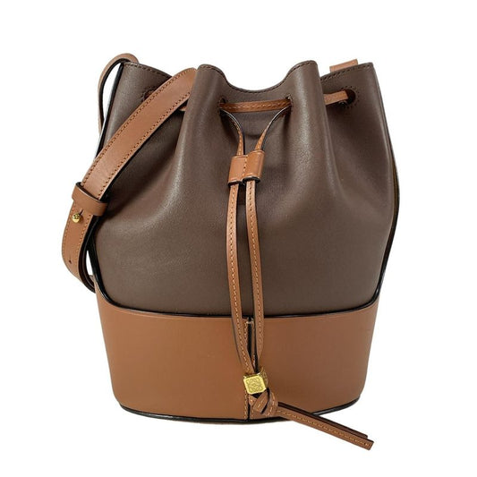 Loewe Shoulder Bag Balloon Bag Small Dark Brown And Brown Drawstring Shape