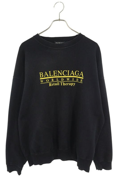 Balenciaga 676629 Tlva9 Vintage Finish Logo Print Sweatshirt Men's S