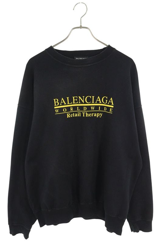 Balenciaga 676629 Tlva9 Vintage Finish Logo Print Sweatshirt Men's S