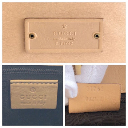 Gucci Beige Gold Hardware Leather 91762 Shoulder Bag Pochette Women 504893