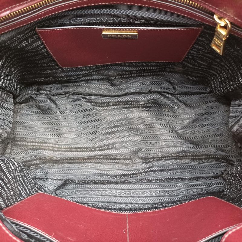 Prada Galleria Wine Red And Black Saffiano Leather Bn22747 V 208